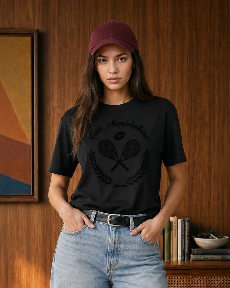 Courtline Flocked Tee - Black Beauty