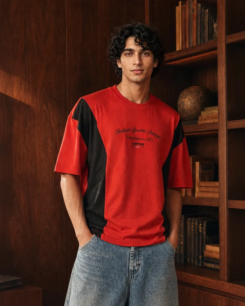 League Colourblock Tee - Molten Lava